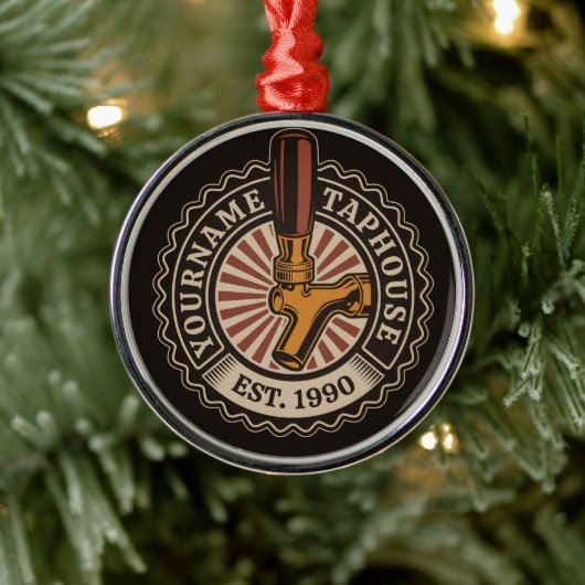 Aangepaste naam Craft Beer Taphouse Brewery Bar Metalen Ornament (Boom)