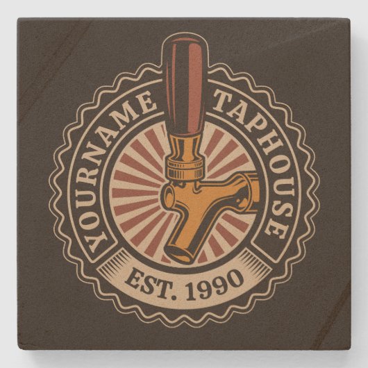 Aangepaste naam Craft Beer Taphouse Brewery Bar Stenen Onderzetter (Voorkant)