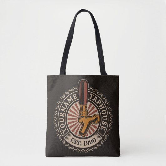 Aangepaste naam Craft Beer Taphouse Brewery Bar Tote Bag (Voorkant)