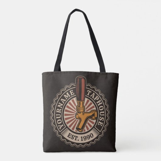 Aangepaste naam Craft Beer Taphouse Brewery Bar Tote Bag (Achterkant)