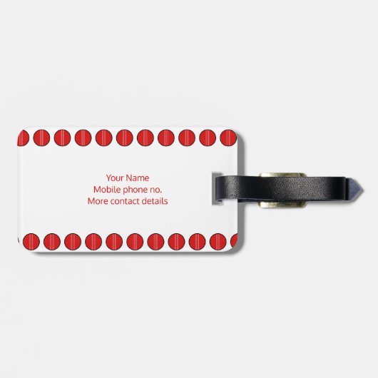 Aangepaste naam cricket-concept bagagelabel (Achterkant horizontaal)