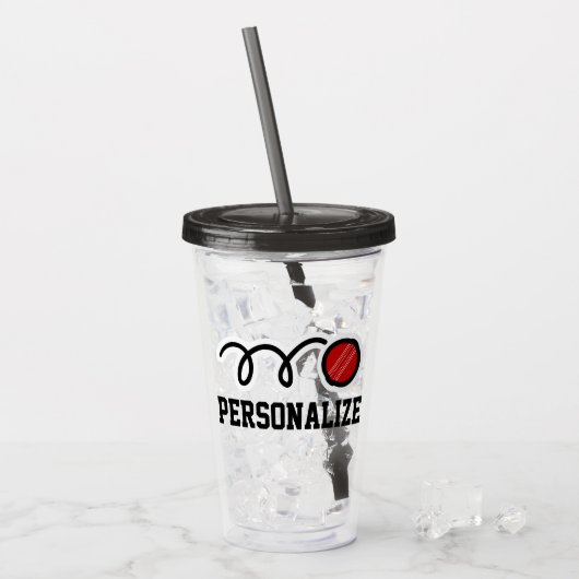 Aangepaste naam cricketspeler acryl tumbler glas (Voorkant ijs)