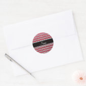 Aangepaste naam: crimson red zilver glitter chevro ronde sticker (Envelop)