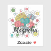 Aangepaste naam Crochet Yarn Heart Sticker (Vel)