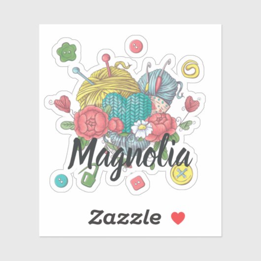 Aangepaste naam Crochet Yarn Heart Sticker (Vel)