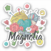 Aangepaste naam Crochet Yarn Heart Sticker (Voorkant)