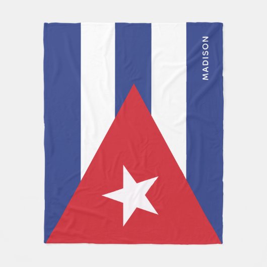 Aangepaste naam Cuba-vlag Fleece Deken (Voorkant)
