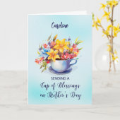 Aangepaste Naam Cup of Blessings Moederdag Religio Kaart (Gele Bloem)