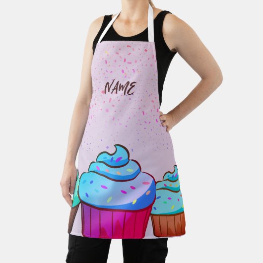 Aangepaste naam Cupcake Design All Over Print Scho Schort (Insitu)