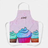 Aangepaste naam Cupcake Design All Over Print Scho Schort (Voorkant)