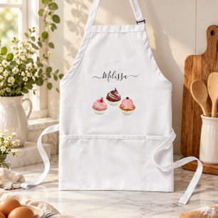 Aangepaste naam Cupcake Feest Bakkerij Kleurrijk Standaard Schort