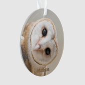 Aangepaste naam Cute Barn Owl Ornament (voorkant)