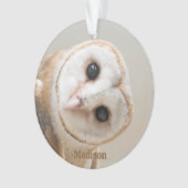 Aangepaste naam Cute Barn Owl Ornament (voorkant)
