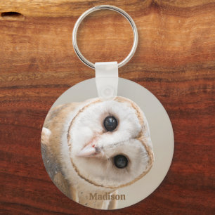 Aangepaste naam Cute Barn Owl Sleutelhanger