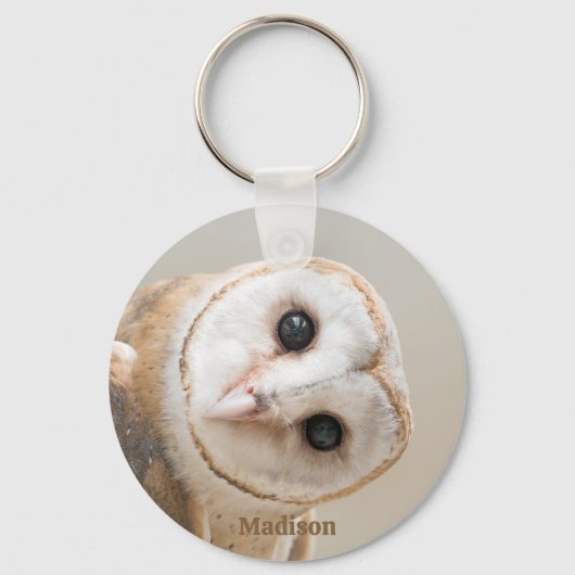 Aangepaste naam Cute Barn Owl Sleutelhanger (Achterkant)