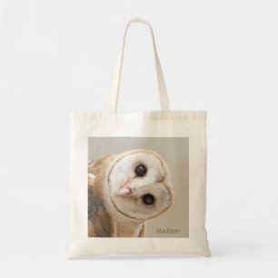 Aangepaste naam Cute Barn Owl Tote Bag