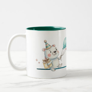 Aangepaste naam Cute Bear Jongens Verjaardag Gesch Tweekleurige Koffiemok
