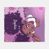 Aangepaste naam: Cute Black Girl Paars Fleece Blan (Voorkant (Horizontaal))