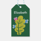 Aangepaste naam Cute Bugs Eat Green Leaf Cadeaulabel (Voorkant)