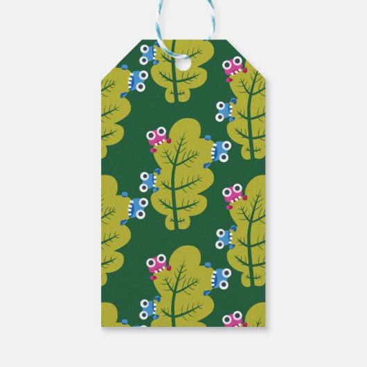 Aangepaste naam Cute Bugs Eat Green Leaf Cadeaulabel (Achterkant)