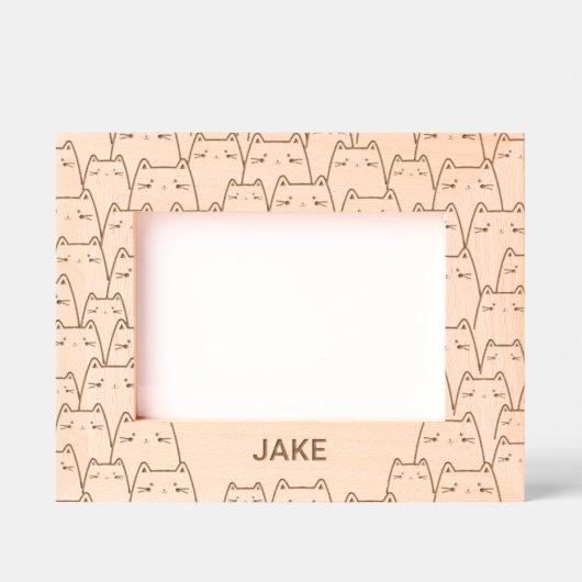 Aangepaste naam Cute Cat Pattern Gegraveerde Lijstjes (Voorkant)