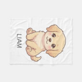 Aangepaste naam Cute Chibi Golden Retriever Fleece Deken (Voorkant (Horizontaal))