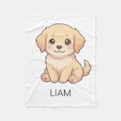 Aangepaste naam Cute Chibi Golden Retriever Fleece Deken (Voorkant)