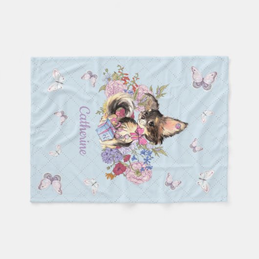Aangepaste naam Cute Chihuahua Puppy Fleece Deken (Voorkant (Horizontaal))