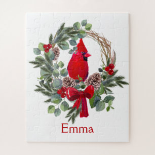 Aangepaste naam Cute Chrismas Kardinaal Bird Natuu Legpuzzel