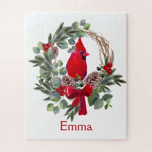Aangepaste naam Cute Chrismas Kardinaal Bird Natuu Legpuzzel (Verticaal)
