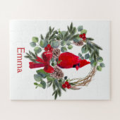 Aangepaste naam Cute Chrismas Kardinaal Bird Natuu Legpuzzel (Horizontaal)