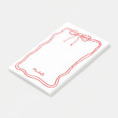 Aangepaste naam Cute Coquette Rode Lint Frame Post-it® Notes (Schuin)