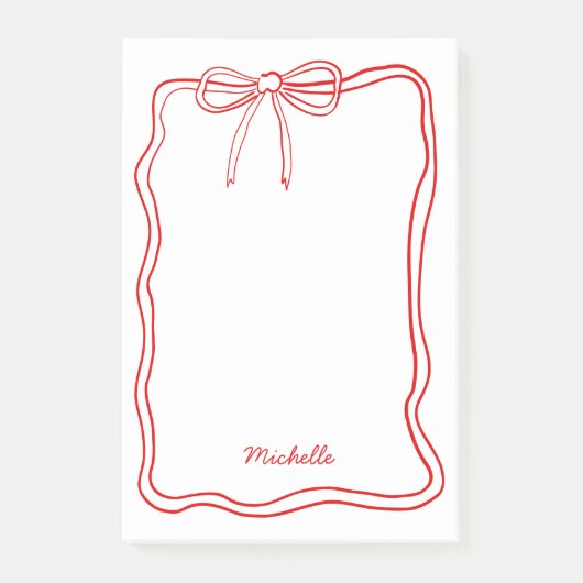 Aangepaste naam Cute Coquette Rode Lint Frame Post-it® Notes (Voorkant)