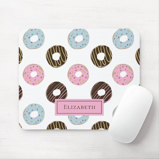 Aangepaste naam Cute Donuts Pastel Sweet Tooth Tex Muismat (Met muis)