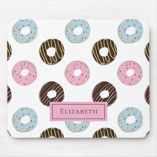 Aangepaste naam Cute Donuts Pastel Sweet Tooth Tex Muismat (Voorkant)