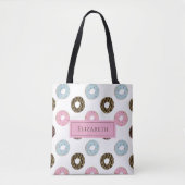 Aangepaste naam Cute Donuts Pastel Sweet Tooth Tex Tote Bag (Voorkant)