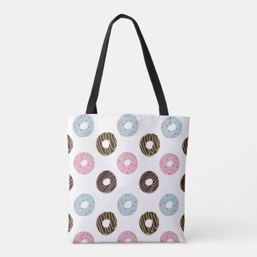 Aangepaste naam Cute Donuts Pastel Sweet Tooth Tex Tote Bag (Achterkant)