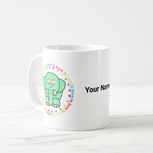 Aangepaste naam Cute Elephant LGBTQ Pride Coffee M Koffiemok (Voorkant links)