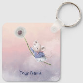 Aangepaste naam Cute Fantasy Mouse Dandelion Sleut Sleutelhanger (Achterkant)