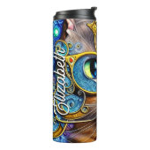 Aangepaste naam: Cute Fun Nerd Cat Wearing Glasses Thermosbeker (Gedraaid links)