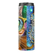 Aangepaste naam: Cute Fun Nerd Cat Wearing Glasses Thermosbeker (Achterkant)