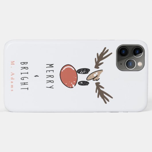 Aangepaste naam Cute Funny Reindeer Case-Mate iPhone Case (Achterkant (horizontaal))