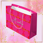 Aangepaste naam Cute Girly Oranje en Roze Groot Cadeauzakje