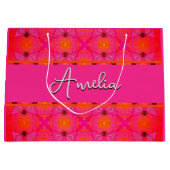 Aangepaste naam Cute Girly Oranje en Roze Groot Cadeauzakje (Voorkant)