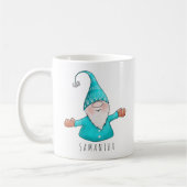 Aangepaste naam Cute Gnome Blauwgroen Blue Kerstmi Koffiemok (Links)