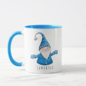 Aangepaste naam Cute Gnome Blue Kerstmis Mok (Links)