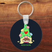 Aangepaste naam Cute Gnome Cookies Pet Cakker Hear Sleutelhanger (Voorkant)