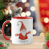 Aangepaste naam Cute Gnome Red Kerstmis Mok