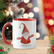 Aangepaste naam Cute Gnome Red Kerstmis