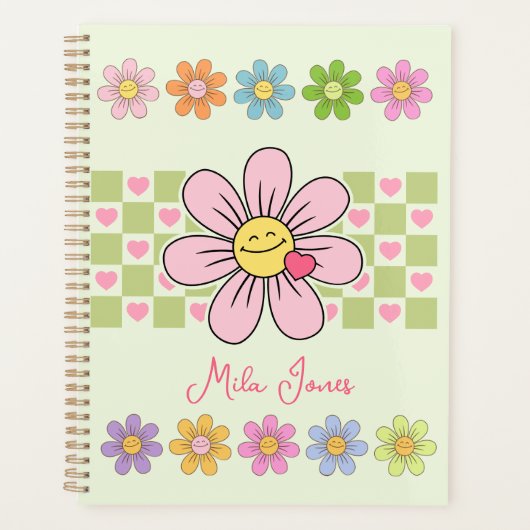 Aangepaste naam Cute Happy Flower Smile Planner (Voorkant)